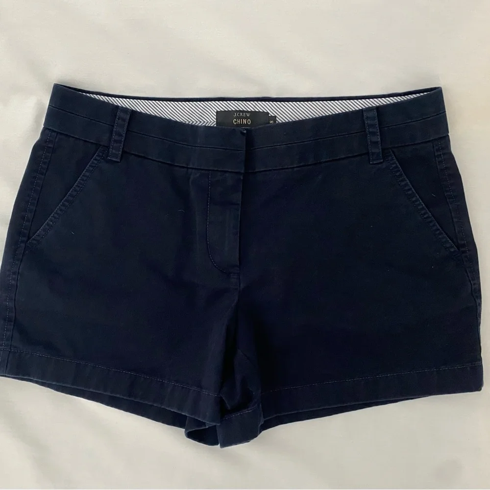 J CREW Chino Shorts Navy Blue‎ Sz 8 Preppy Classic Nautical